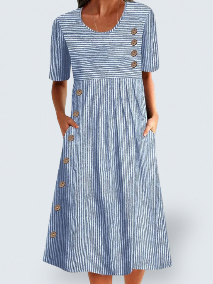 Aubrey | Elegant Striped Summer Midi Dress